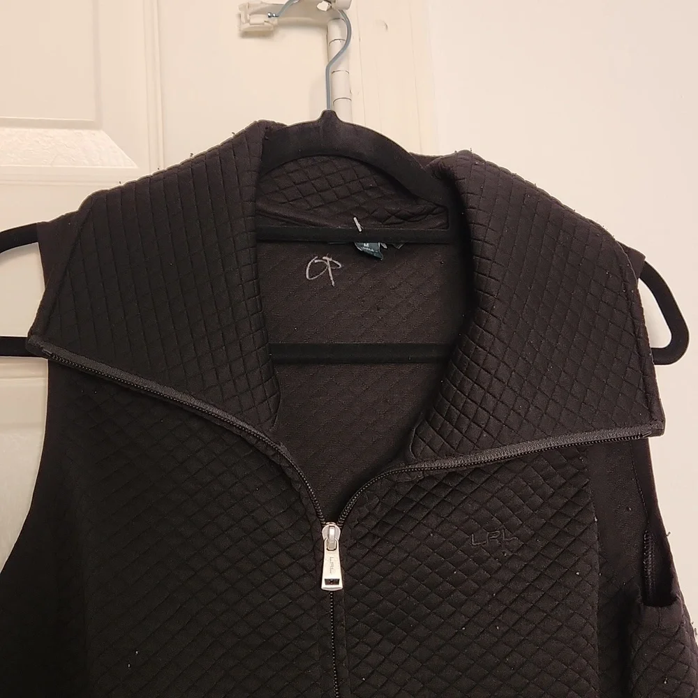 Lauren Ralph Lauren Black Quilted Corduroy Sleveless Vest sz Medium
